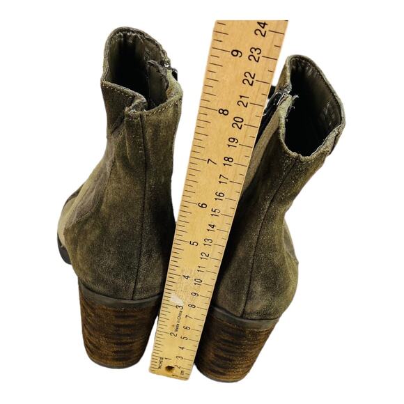 Earth Malta Ankle Boots Womens 8.5 Brown Taupe Suede Patchwork Heel Booties Zip - Picture 6 of 9